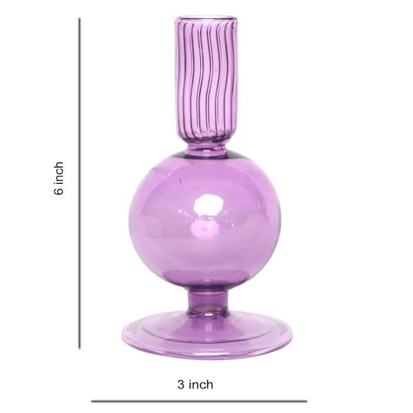 Purple Bubble Glass Taper Candle Holder, 6"