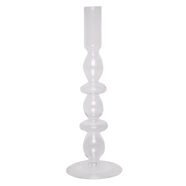 Clear Bubble Glass Taper Candle Holder, 10"