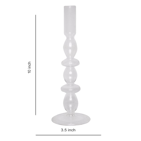 Clear Bubble Glass Taper Candle Holder, 10"