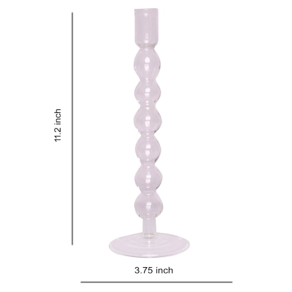 Clear Bubble Glass Taper Candle Holder, 11"
