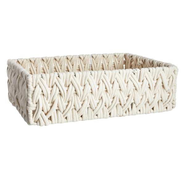 Chunky White Under Bed Fabric Storage Basket, Large