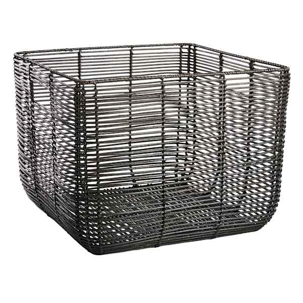 Found & Fable Black Square Rattan Storage Basket, Large