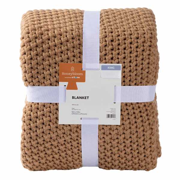 Honeybloom Brown Sweater Knit Bed Blanket, King