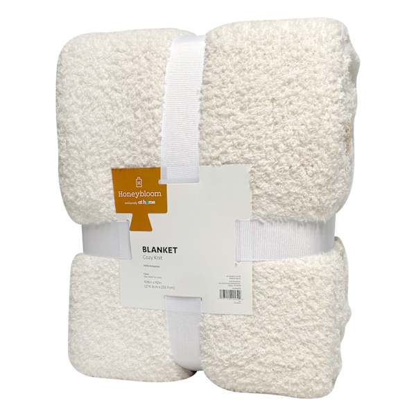 Honeybloom Natural Stripe Cozy Knit Bed Blanket, King