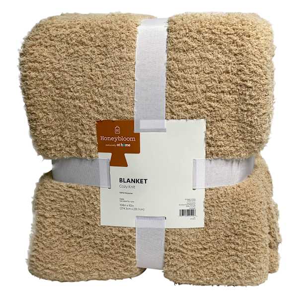 Honeybloom Brown Cozy Knit Bed Blanket, King