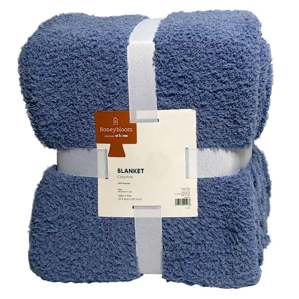 Honeybloom Blue Cozy Knit Bed Blanket, King