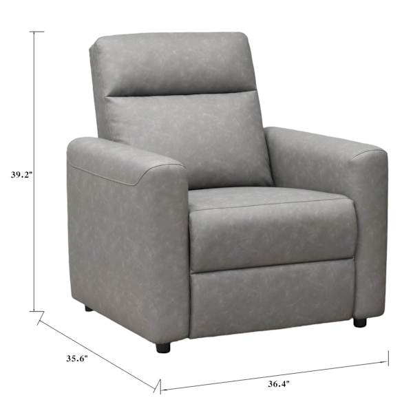 Bowen Faux Leather Recliner, Grey