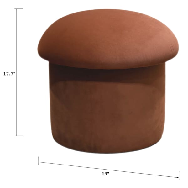 Mushroom Storage Ottoman, Rust
