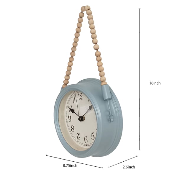 Honeybloom Blue Metal Wall Clock, 9x14