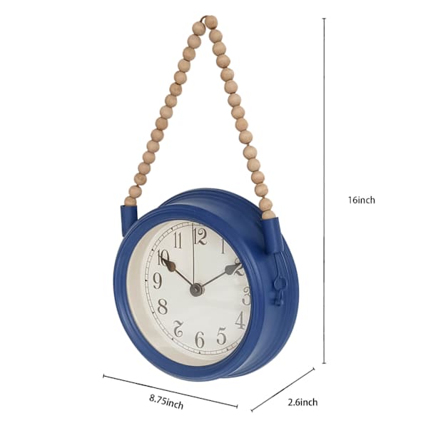 Honeybloom Navy Blue Metal Wall Clock, 9x14