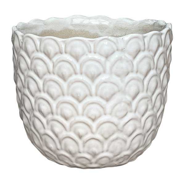 Indoor White Scalloped Planter, Small
