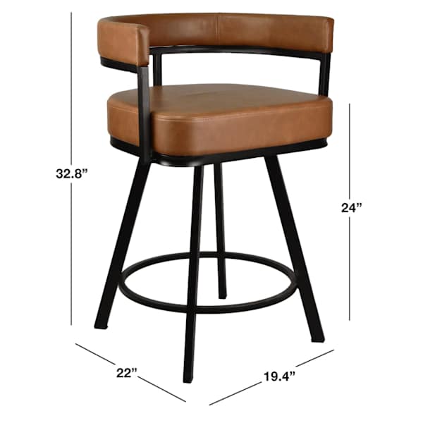 Noah Swivel Counter Stool, Cognac