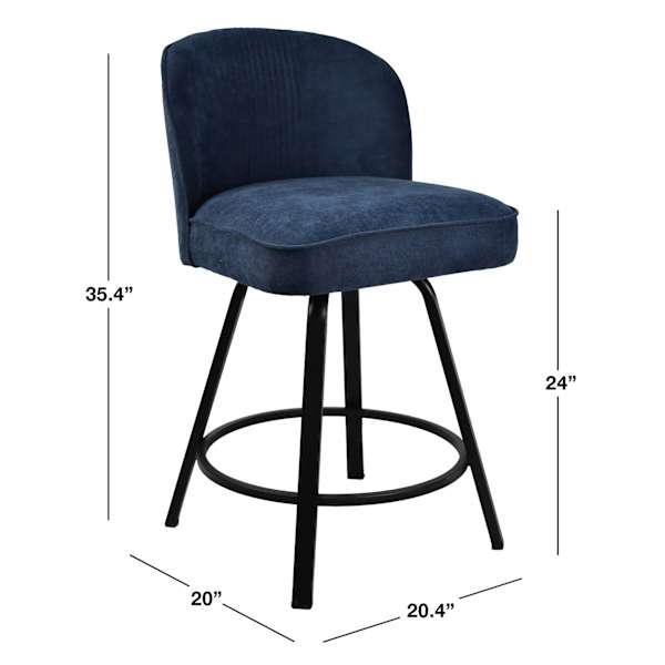 Evelyn Swivel Counter Stool, Navy Blue