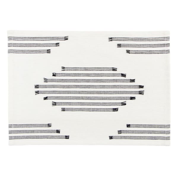 Set of 4 Black Broken Stripe Placemats