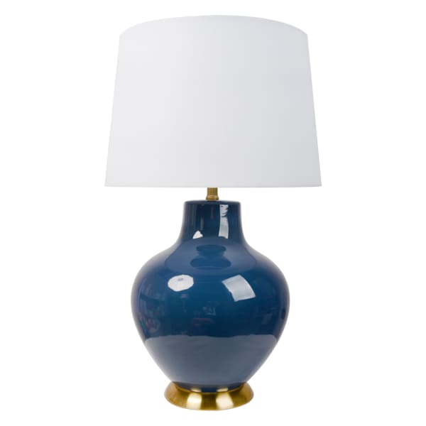 Navy Blue Ceramic Extra Large Table Lamp with Shade, 27"