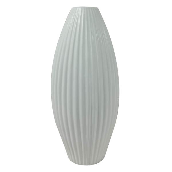 Fluted White Ceramic Vase, 13.75"