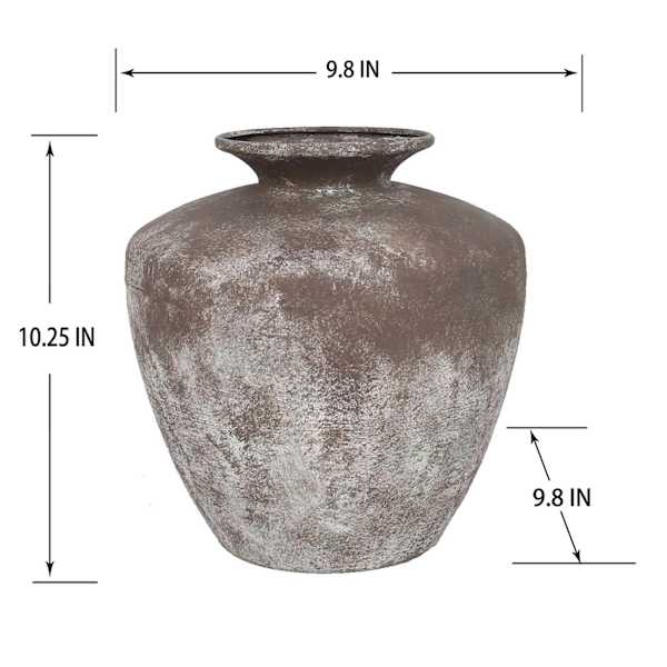 Brown Rustic Metal Vase, 10"