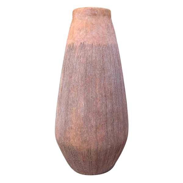 Neutral Scratched Lines Ceramic Vase, 12"