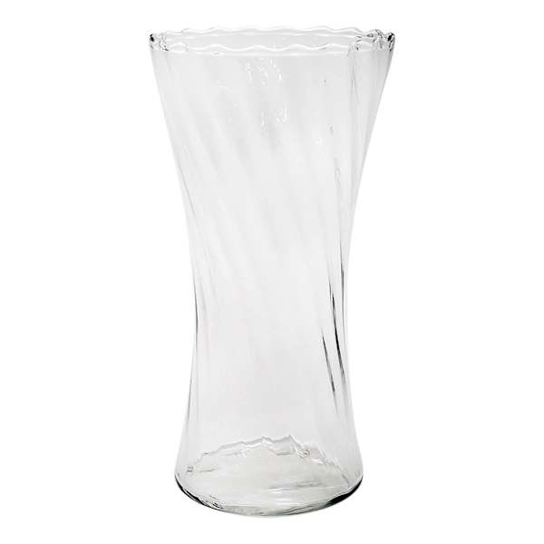 Ribbed Clear Glass Vase, 8"