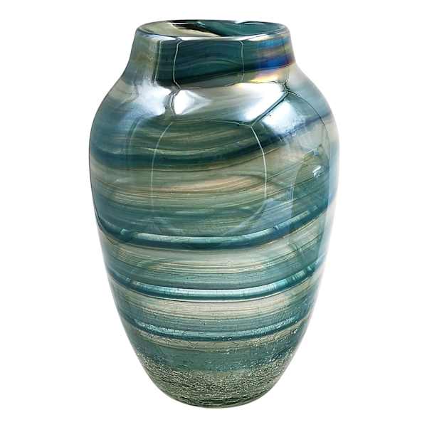 Blue & Green Glass Vase, 11"