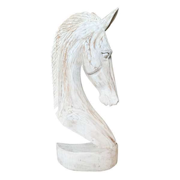 Oversized White Washed Horse Head, 24"