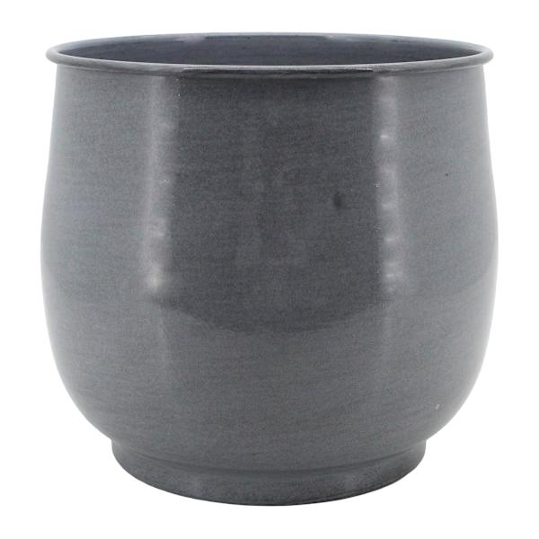 Round Blue Metal Outdoor Planter, Large