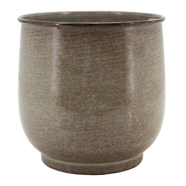 Round Grey Metal Outdoor Planter, Small