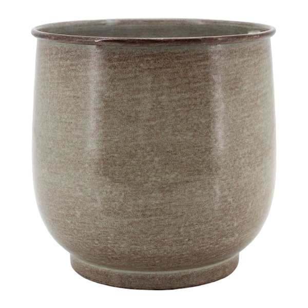 Round Grey Metal Outdoor Planter, Small