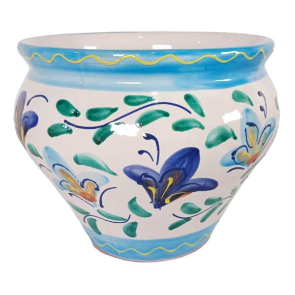 Hand Painted Spanish Blue Swirl Outdoor Planter, Large