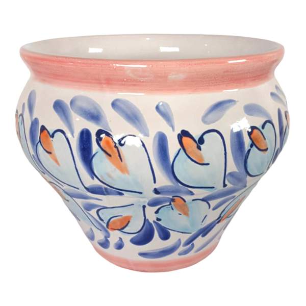 Hand Painted Spanish Orange Swirl Outdoor Planter, Large