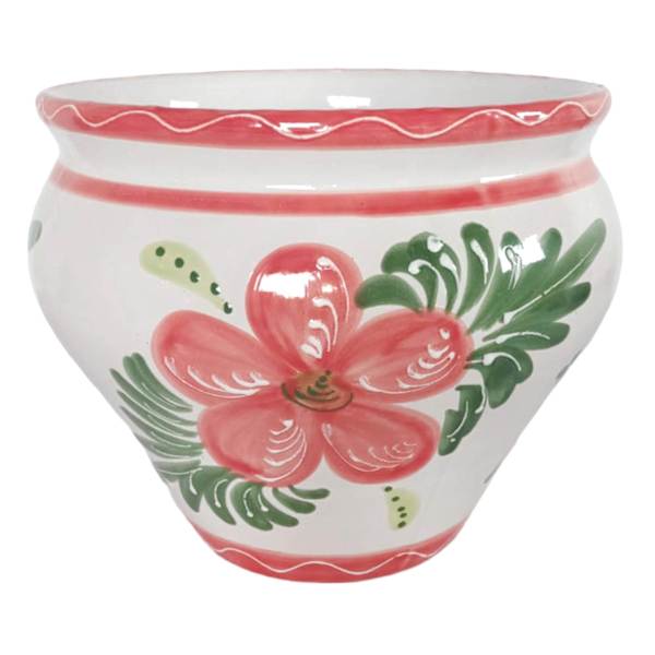 Hand Painted Spanish Red Floral Outdoor Planter, Large