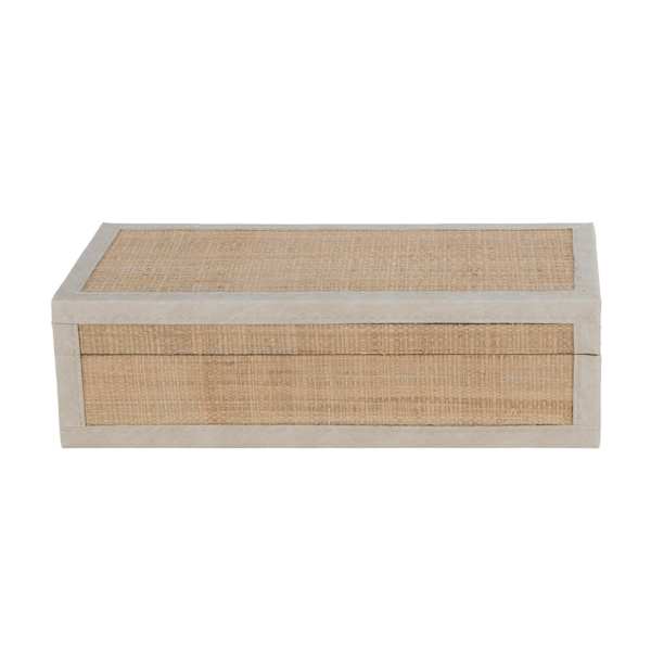 Natural Rattan & Leather Box, 11.9x6x3.5