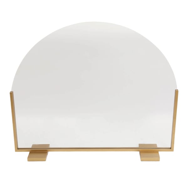 Tempered Glass Firescreen with Gold Base, 38x32