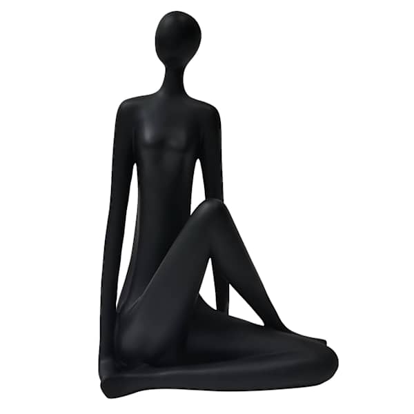 Matte Black Yoga Pose Sculpture, 14"
