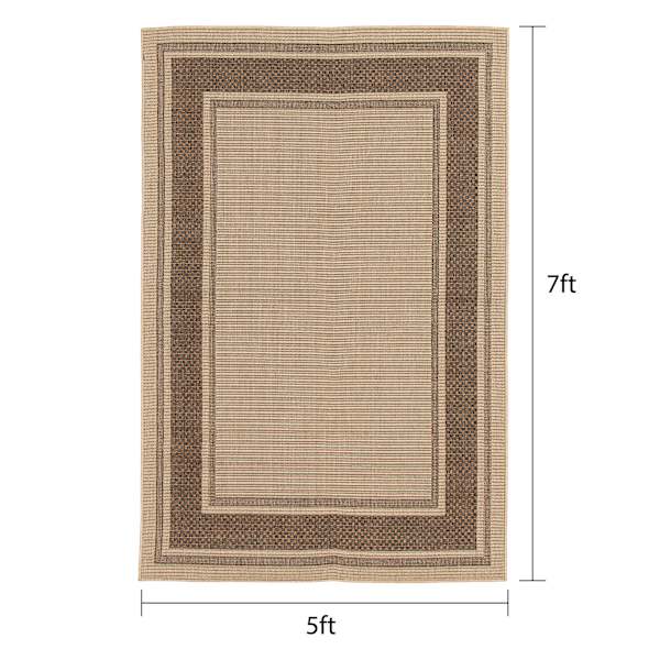 (E212) Santorini Cayden Natural Woven Indoor & Outdoor Area Rug, 5x7