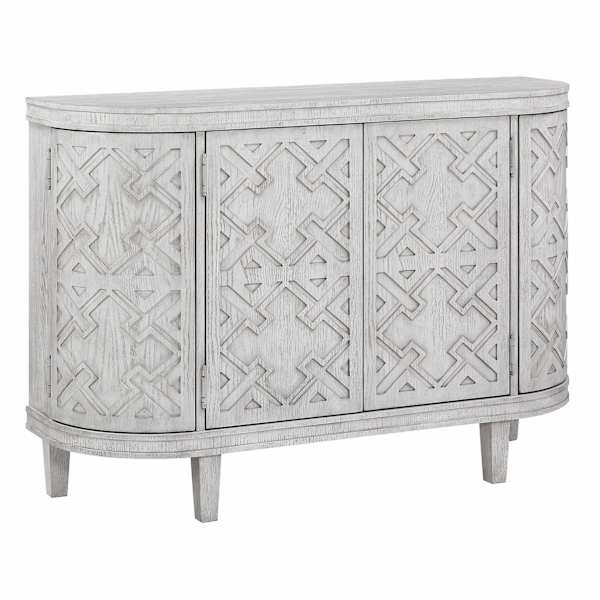 Found & Fable Lena Faux Wood Textured Media Cabinet, White