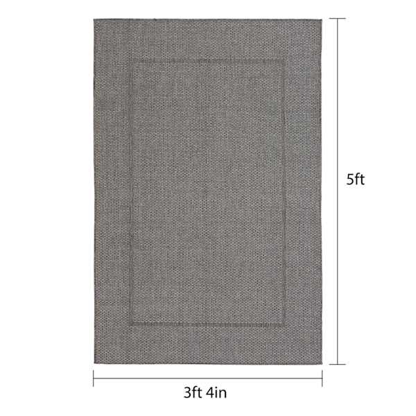 (E195) Crosby St. Santorini Grey & Natural Woven Indoor & Outdoor Accent Rug, 3x5