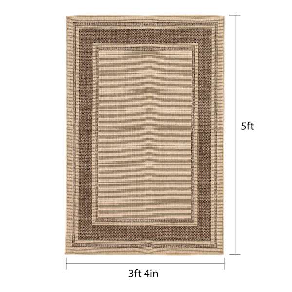 (E212) Santorini Cayden Natural Woven Indoor & Outdoor Accent Rug, 3x5