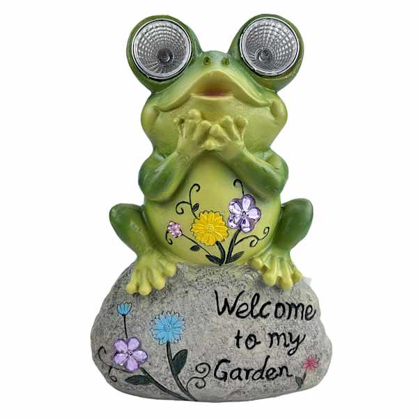 Solar Eyes Frog Outdoor Garden Statue