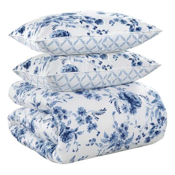 Providence 3-Piece Floral Printed Cotton Percale Comforter Set, Full/Queen