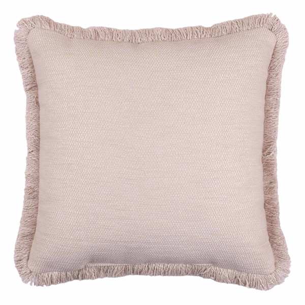 Found & Fable Solid Taupe Woven Throw Pillow with Fringe, 18"