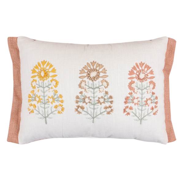 Honeybloom Floral Embroidered Throw Pillow with Flange, 14x20