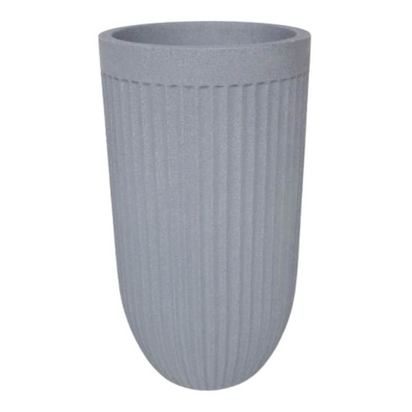 Japi Dark Grey Flute Tall Outdoor Planter, Large