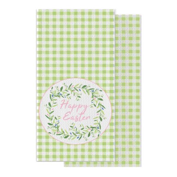 Homespun Set of 2 Happy Easter Kitchen Towels
