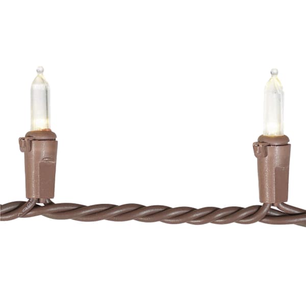 100-Count Warm White LED Mini Lights with Brown Wire