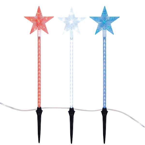 LED Patriotic Shooting Star Lawn Stakes, Set of 3