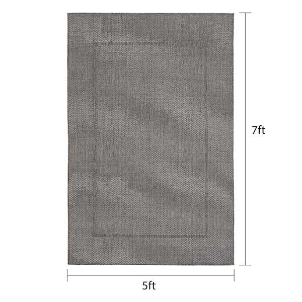 (E195) Crosby St. Santorini Grey & Natural Woven Indoor & Outdoor Area Rug, 5x7