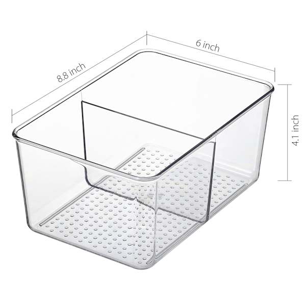 2 Section Clear Tall Storage Bin