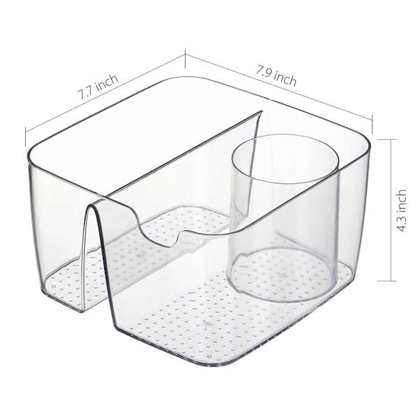 3-Section Clear Storage Bin with Holder
