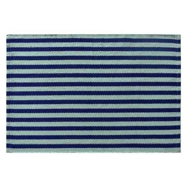 Teal/Blue Striped Woven Pet Layering Rug 24X36